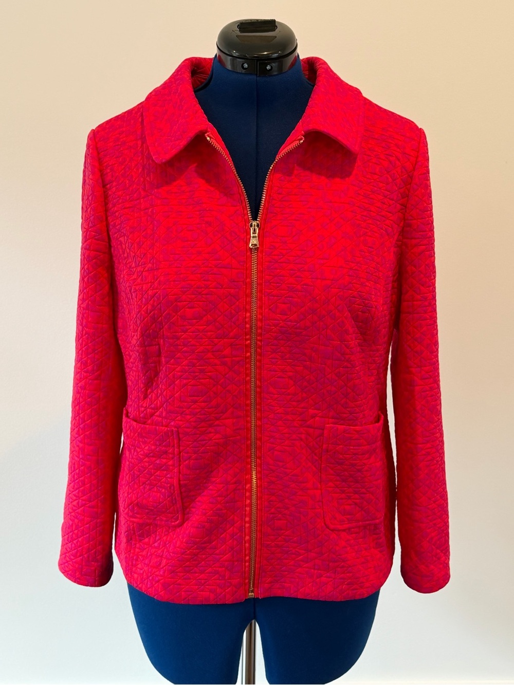 Isaac Mizrahi Live Pink and Orange Quilted Zip-Front Jacket